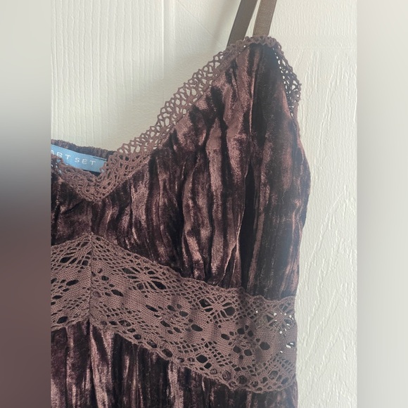 Brown Velour Midi Dress XS S Whimsigoth Lagenlook Fairycore - Picture 3 of 16